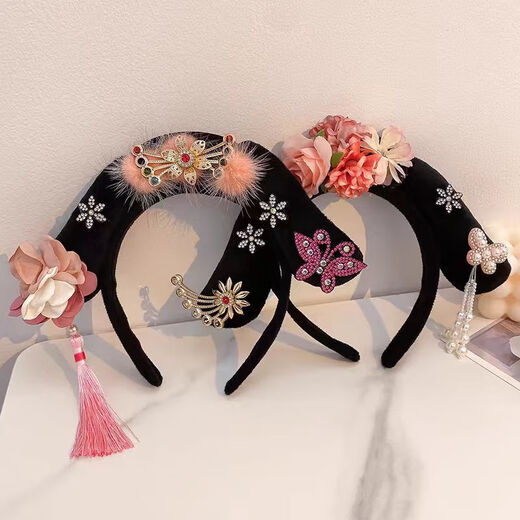Muyu Palace Princess Hairband Cute Hanfu Tang Suit Princess Hair Accessory Empress Flag Head Baby Headband Children's Hairpin Headband Princess Headband One Pack