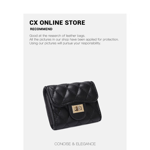 Gboni Fashion Card Bag Women's Short High-end Key Coin Bag Gift Leather Mini Gift Small Wallet Student Coin Wallet Classic Black