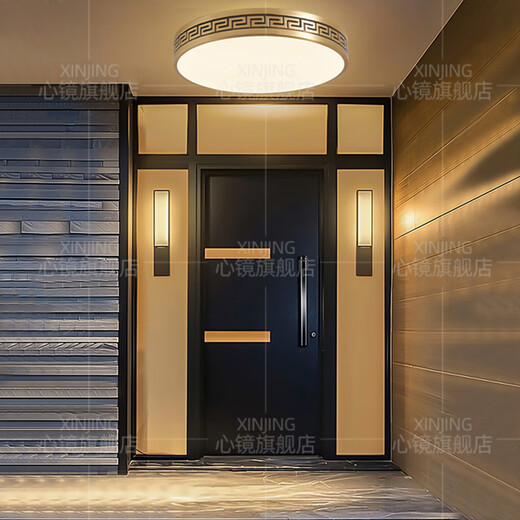 
Heart mirror full copper outdoor ceiling light villa door light Chinese balcony entrance aisle anti-mosquito entrance light X3891-400/round shape