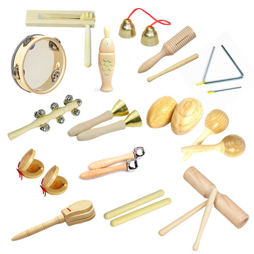 
Jianlian Kindergarten Orff percussion instrument triangle iron speaker children's music teaching aids sand hammer tambourine double ring bell 6-inch wooden bell drum