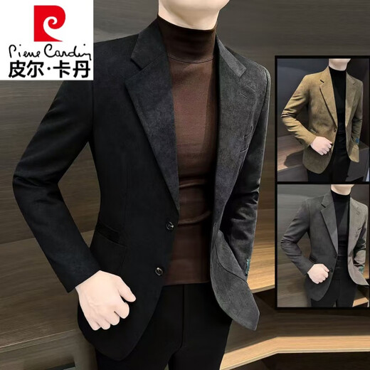 Pierre Cardin Deerskin Suit Jacket Men's 2024 New Spring and Autumn Business-Sense Fashion Casual Suit Jacket Men Brown 2XL