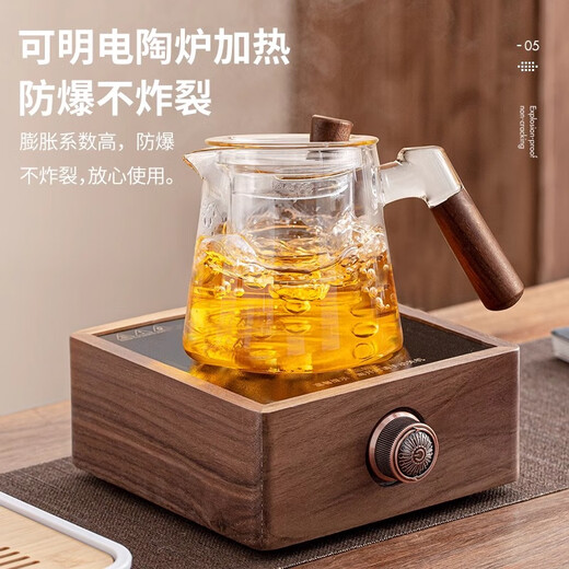 Huaxishu 2025 new glass teapot complete set of tea sets for home light luxury high-end office drinking tea with guests high-end ashtray 9-piece set
