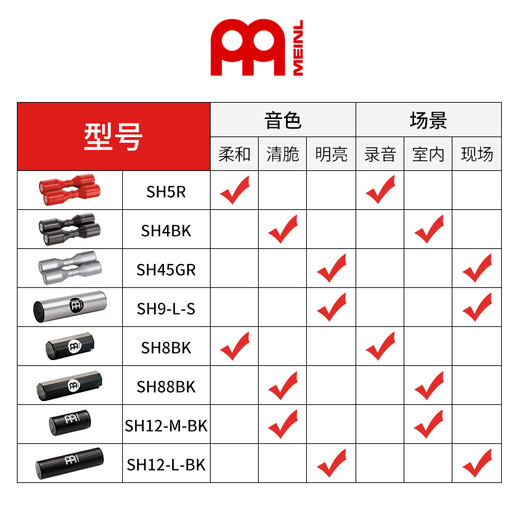 MEINL德国麦尔 沙锤打击乐器专业大号沙筒双排铝制塑料沙桶沙摇槌 SH20BK