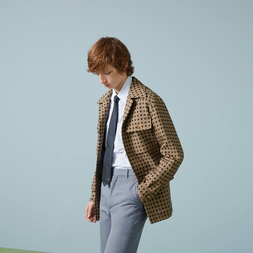 GUCCI Gucci GG silk jacquard tie gift dark blue and green one size