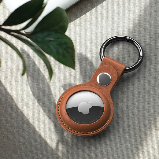 ESCASE 2021 New AirTag Protective Case Apple airtags Simulated Leather Positioning Anti-Lost Tracker Anti-Dirty Anti-fall Belt Hook Key Protective Case ES-KPLE01 Saddle Brown