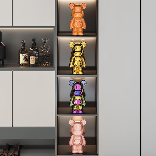 Jizhao Internet celebrity violent bear high-end suit decoration living room entrance TV cabinet wine cabinet display cabinet light luxury home decoration 28cm Care Bear six-piece set No Specifications