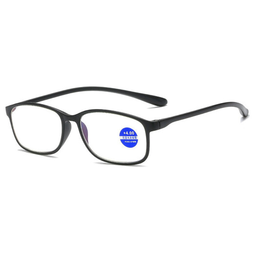 Fashionable and simple full-frame reading glasses HD TR90 lightweight material frame anti-blue light reading glasses Dirunshi black (with box cloth) anti-blue light +300 degrees