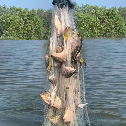 Vinoa fishing net hand-thrown net fishing net wire mesh three-layer sunken net single-layer floating net hanging fish net fishing net white striped crucian carp three-layer 2-finger 1.2 meters high 21 meters long sunken net