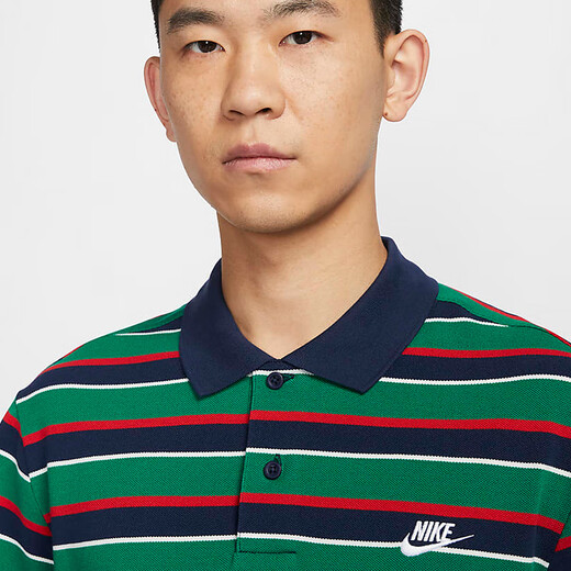 
Nike (NIKE) short-sleeved POLO shirt men's 2025 summer new striped sportswear casual lapel T-shirt business half-sleeved top FN3897-410 blue and green stripes 2XL