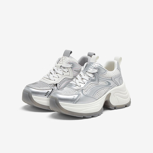 
Best 24 summer fashion trend dad shoes thick sole women's casual shoes A6193BM4 silver/pink 38