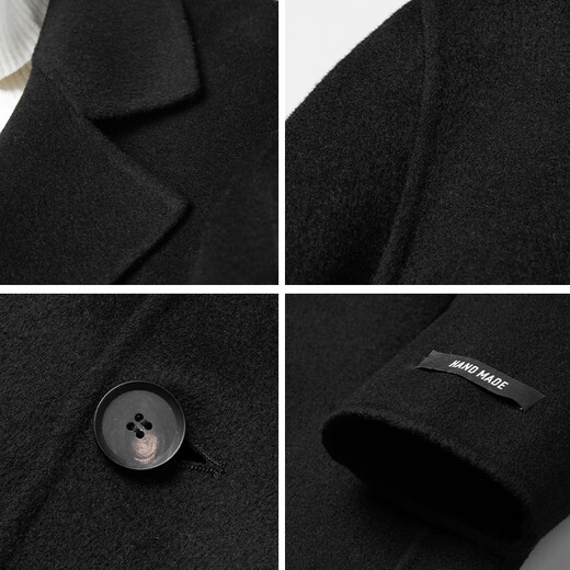 SINBOS2021 new tweed jacket for men mid-length wool coat for men pure wool suit collar double-sided tweed windbreaker black 180