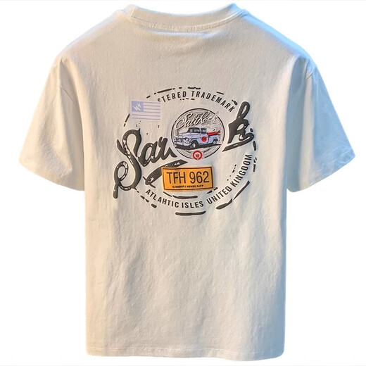 Джинса-белая футболка мужская футболка Men's Summer 2025 New Fashion Print Print American Light Luxury Senjiang Cotton Comfort Футболка с коротки