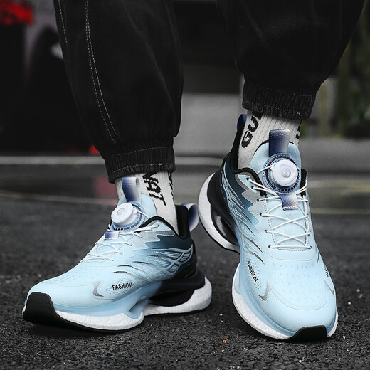 Caotu (CAOTU) men's shoes spring and summer breathable sports and casual men's trendy shoes men's mesh shock-absorbing running shoes men's thick-soled dad shoes men 9887 light blue [leather face style] 39 standard code