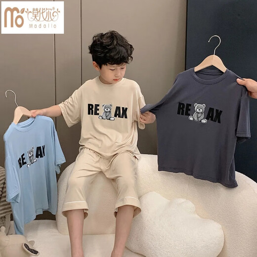 Modal Boys Pyjamas Neue Sommer kurzärmelige Klimaanlage Anzug Lose Kinder kleine Jungen mittelgroße Kinder Hauskleidung losen Anzug