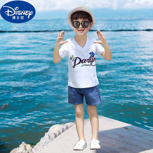 Disney (Disney) family portrait parent-child clothing summer clothing family of three mother and child beach T-shirt mother and daughter skirt pants suit beach style white T-shirt + pants girl 130 (recommended height 115-125 cm)