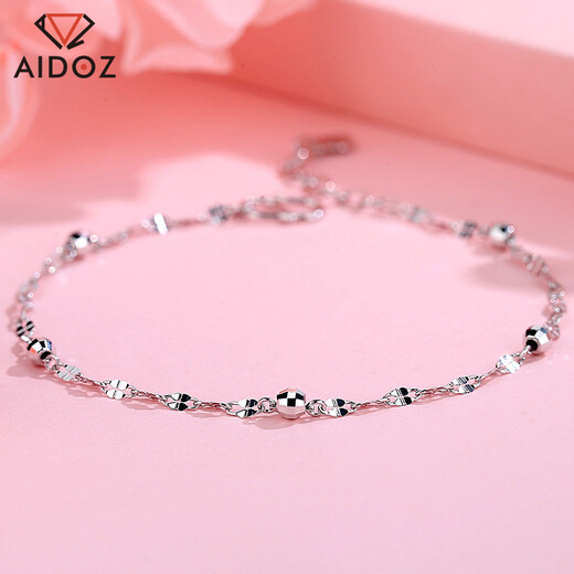 Aido Diamond pt950 platinum bracelet for women, round beads, cool style, fashionable, versatile platinum chain, adjustable, weight 2.0-2.2 grams + delivery certificate