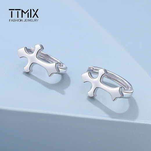 TTMIX cross platinum earrings pt950 fashionable simple platinum earrings for men and women 3.0-3.2g