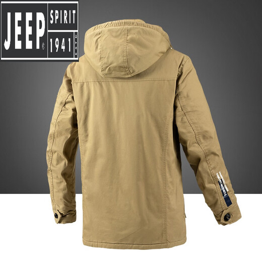 Jeep (JEEP) pure cotton winter cotton coat men's winter cotton jacket plus velvet thickened jacket cotton tooling black 9832 (added velvet) XL
