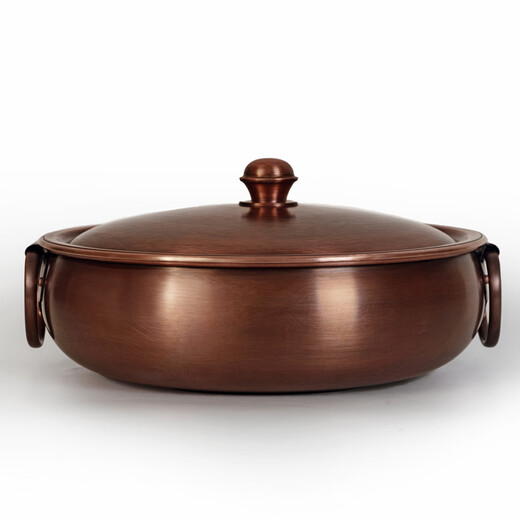 Extra thick copper hot pot pure handmade household induction cooker gas mandarin duck pure copper pot retro mutton soup copper basin clear soup 30cm extra thick retro copper pot