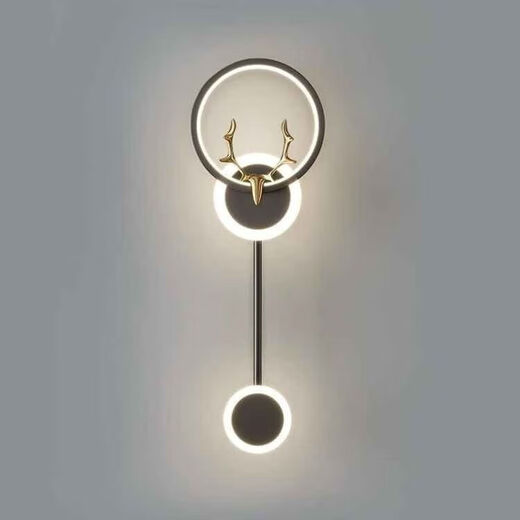Fenglanq FENGLANQ golden black wall lamp bedside lamp decorative background wall starry sky and deer head LED new engineering TV wall long strip starry sky black three-color dimming pair