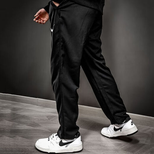 耐克（NIKE）运动裤男裤2025夏季新款梭织透气长裤健身裤休闲裤平口裤 梭织速干直筒DM6627-010黑色 2XL 推荐180-190斤
