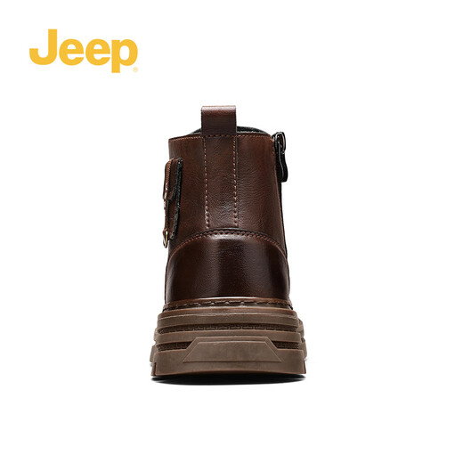 Jeep Martin Boots Herren Winter 2024 Neues echtes Leder atmungsaktivem dick-solchen Arbeitsschuhen Vielseitige Mode High-Top-Männerschuhe trendy braun [Modestil] 40