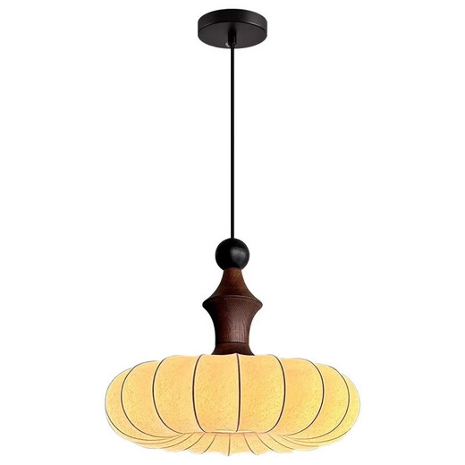 Tiffania Retro Französisch Schlafzimmer Stoff Kronleuchter Muster Chinesische Restaurantbar Tainanyang Solid Holz romantische Zimmer Hauptlampe AY9898-40 cm Drei-Farben-LED (Walnussfarbe)