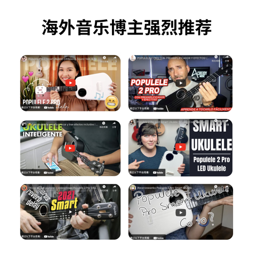 Musik Passwort Populele Smart Ukulele Erwachsener Kinder Anfänger Ukri kleine Gitarre 23-Zoll-Musikinstrument Geschenk 23-Zoll cool schwarz (10 Klassen für Anfänger)