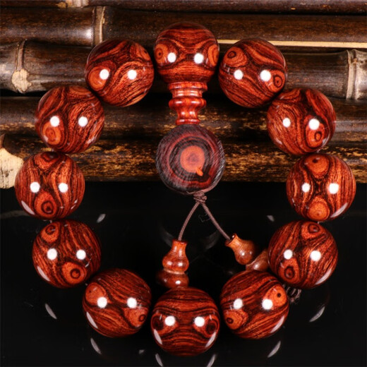Fat Donglai's same style Chinese Valentine's Day gift Hainan Huanghuali old material bracelets for men with grimaces and eyes with x-patterns 15mm 15 pieces