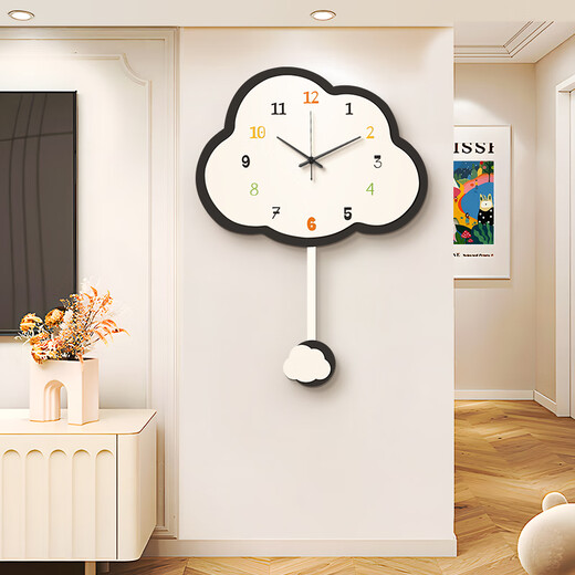 Long time no see cream style wall clock living room simple creative clock home restaurant cloud wall clock hanging watch