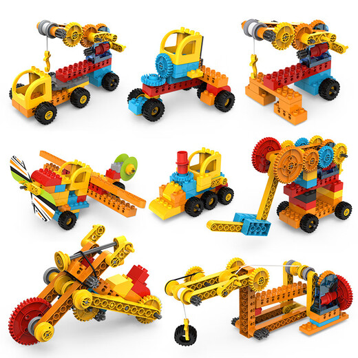 Yunya Children's Grale Grain Variety Building Bloums Mécanical Gear Science and Education Manual Assembly Engineering Car Toys Boy Gift Medgrade Model [118 Grain / Structure 42 Modèle]