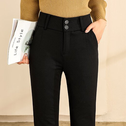 Pierre Cardin Removable White Duck Down Pants Women's Winter Outerwear 2026 High Waisted Slim Flared Pants Thickened Warm Cotton Pants Black Micro Flared Down Pants XL