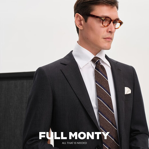 
FULL MONTY Men's formal wear grey pure wool casual blazer wedding groom suit top black 48