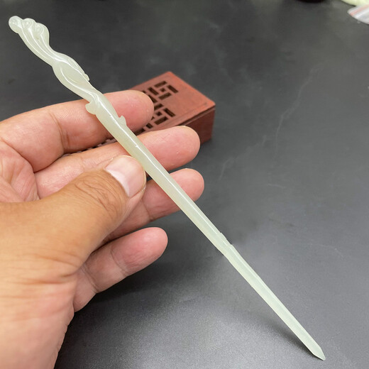 Wanbaozi Phoenix Hairpin Headband Hair Accessories Hetian Jade Blue and White Jade Phoenix Head Jade Hairpin Ancient Style Hanfu Hairpin Simple Hairpin