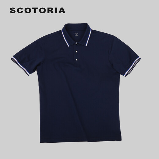 SCOTORIA斯卡地尔男夏装polo衫 翻领纯色半袖衫 CT671 宝蓝色 XL