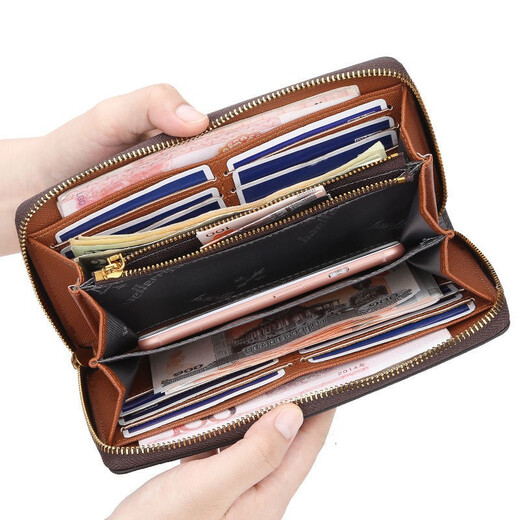 SZNR NEU NEU CASISSBUCH LANGE Reißverschluss Brieftasche Herren große Kapazität Multifunktionaler Männerkupplungsbeutel Modetrendy Brieftasche Brown 21 cm*2 cm*11 cm