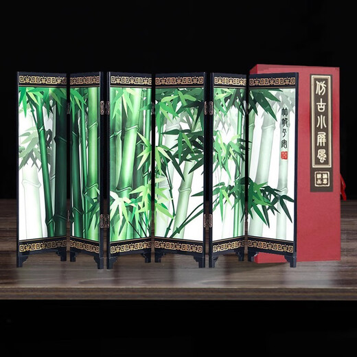 东方工意中国风礼品迷你漆器小屏风摆件新中式家居书房桌面装饰品送老外 清明上河