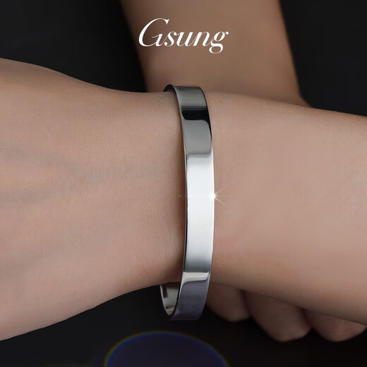 GsunGGSUNG Platinum Men's Solid Bracelet Couple's Bracelet Women's Platinum PT950 Simple and Fashionable Men's and Women's Model Customized Deposit Special Shot Single Shot Invalid No Shipment