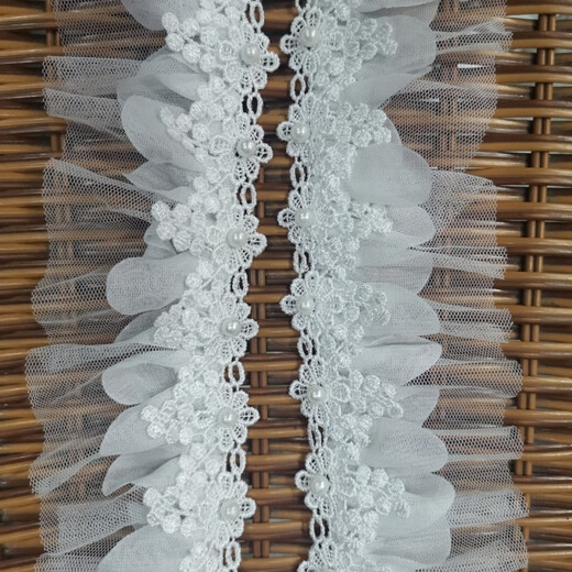经典蝴蝶水溶花边雪纺压褶钉珠衣领裙摆窗帘搭配鞋帽婚纱礼服辅料 9225小蝴蝶网纱加珠 约13米