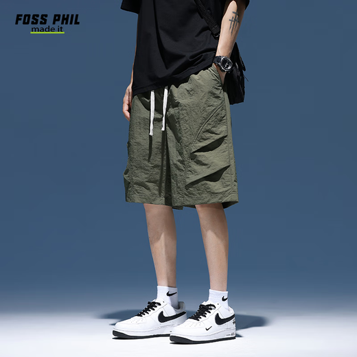
Foss Phil shorts men's summer workwear trendy brand casual ice silk mid-pants loose sports five-point pants 9906 military green L