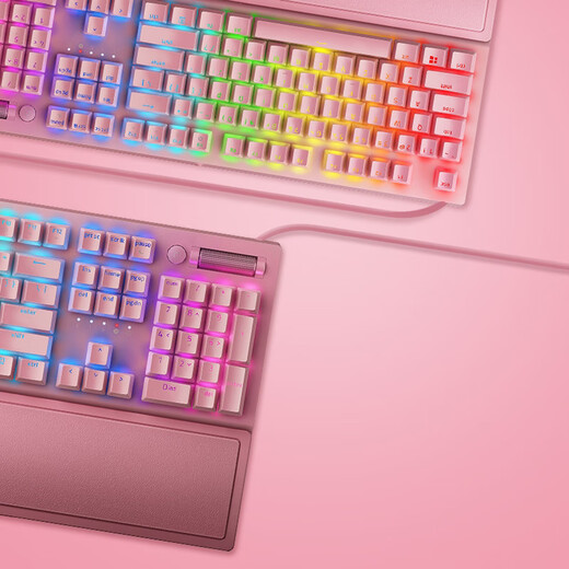 Razer Black Widow Spider V3 Fantasy Color Mechanical Keyboard Wired Keyboard Game Keyboard 104 Key Wrist Rest V3 Pink Crystal Green Axis (with Wrist Rest)