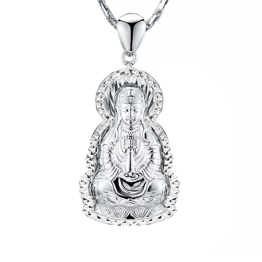 Heye Jewelry Pt950 Platinum Pendant Car Lace Guanyin Real Gold Men's and Women's Pendant Platinum Men's and Women's 13.73g Width 22mm* Includes 50mm buckle and free leather cord