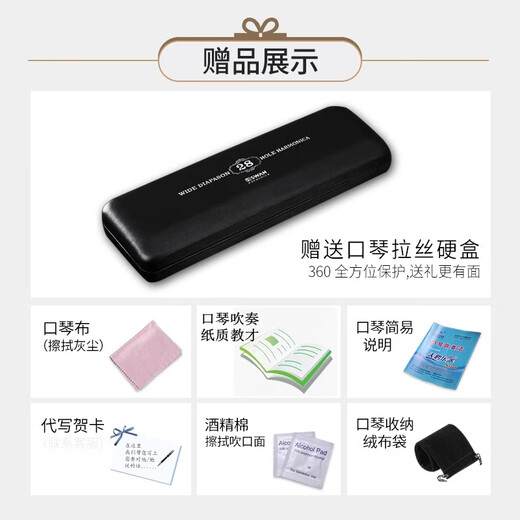 天鹅德国进口音簧天鹅28孔高端复音c调口琴 高级成人专业重音演奏级琴 28孔D调高端专业演奏复音