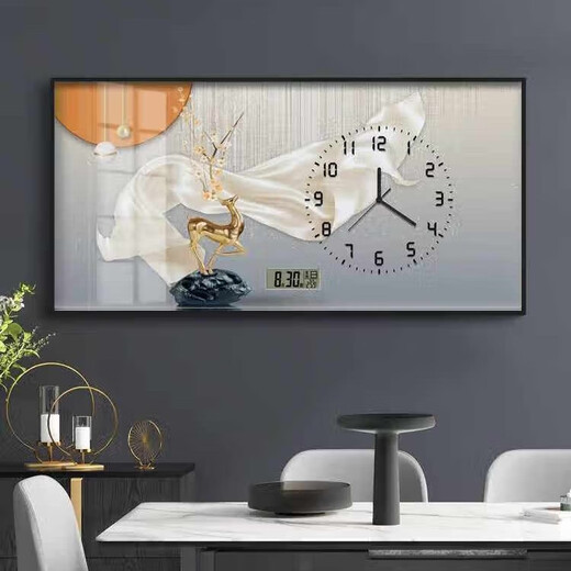 Aohan Perpetual Calendar Large Size Electric Meter Box Decorative Painting with Clocks and Wall Clocks Modern Light Luxury Cover Distribution Box Clocks and Hanging Paintings JD121.28 Perpetual Calendar + Watches 80*40 (Cover 70*30) Lifting cover/Support pole gold frame