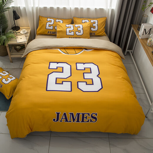 Shizhuqiu basketball theme NBA bed four-piece set 76ers simple sheet quilt cover three-piece set student dormitory Lakers No. 23 jersey 2.0m double sheet four-piece set