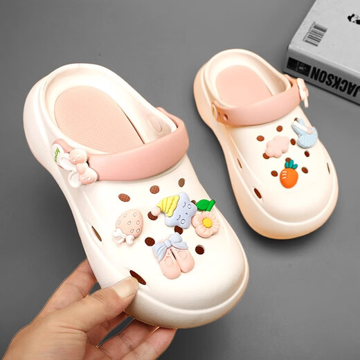 Lingli Girls Hole Shoess Детские тапочки 2025 Новый летний стиль Baotou Beach Shoes Shoes Medium Disters Kids Sandals Girls Sandals 1903 Белые 35-36