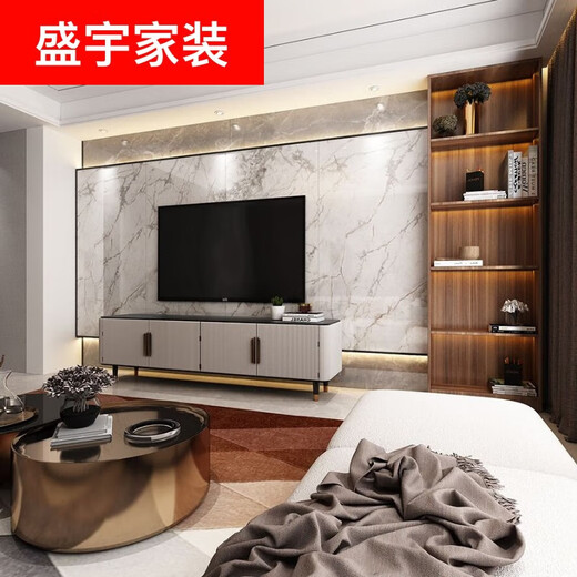 电视背景墙瓷砖北欧风格现代简约大理石地台岩板大板9001800定制 整套背景墙#XPo679 7-10