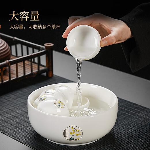 Xiangye's new complete set of mutton-fat jade Kung Fu tea set for home light luxury high-end white jade tea cup office reception complete set teapot six-cup tea set 10 pieces