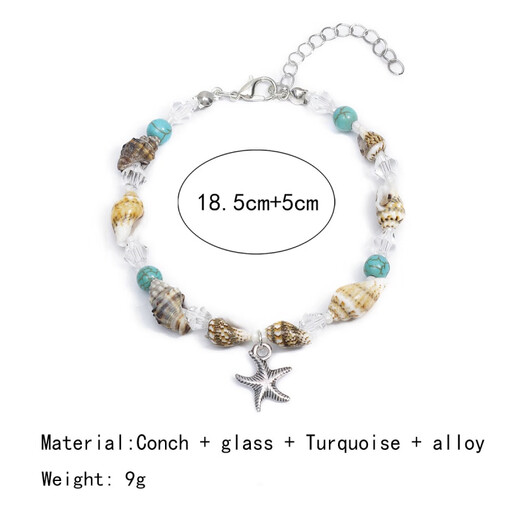 
Pangdonglai Quality Shell Bracelet Starfish Conch Turquoise Adjustable Bohemian Ethnic Necklace Seaside SL-1349