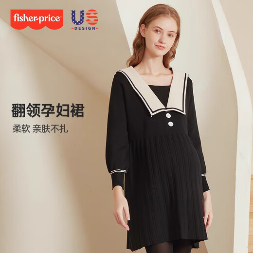 Fisher-Price American Fisher-Price Pregnant Women Autumn 2025 New Dress Tops Sweater Large Size Suit Fashionable Autumn and Winter Women Black Regular Style L 120-140 Jin Jin equals 0.5 kg Suitable to wear
